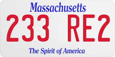 MA license plate 233RE2