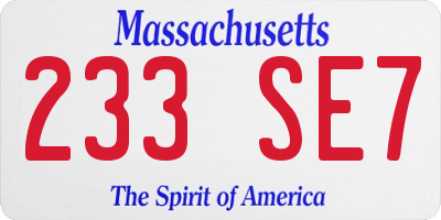 MA license plate 233SE7