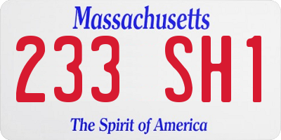 MA license plate 233SH1