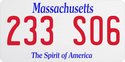 MA license plate 233SO6