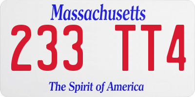 MA license plate 233TT4