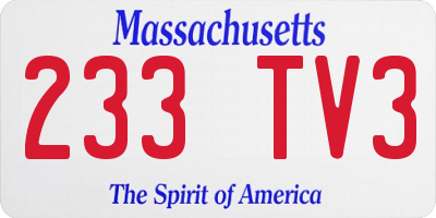 MA license plate 233TV3