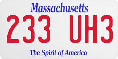 MA license plate 233UH3