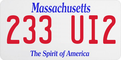 MA license plate 233UI2