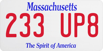 MA license plate 233UP8