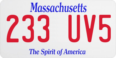 MA license plate 233UV5