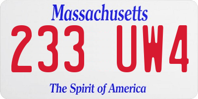 MA license plate 233UW4