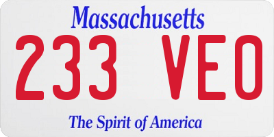 MA license plate 233VE0