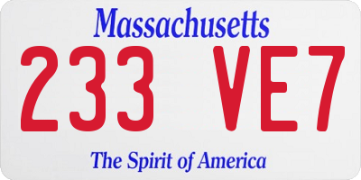 MA license plate 233VE7