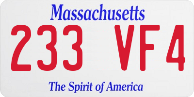 MA license plate 233VF4