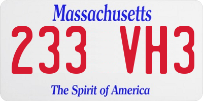 MA license plate 233VH3
