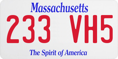 MA license plate 233VH5