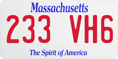 MA license plate 233VH6