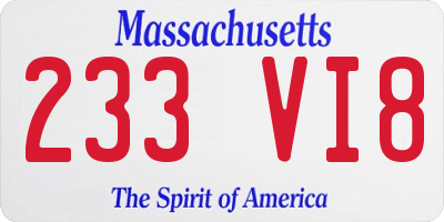 MA license plate 233VI8