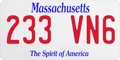MA license plate 233VN6