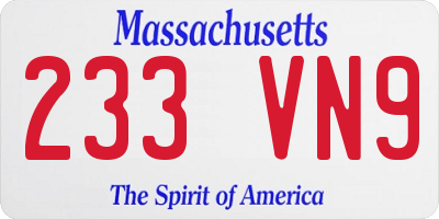 MA license plate 233VN9