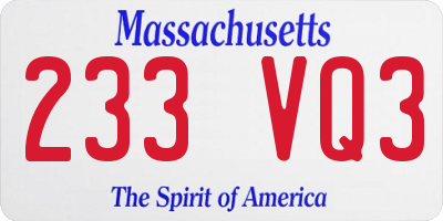 MA license plate 233VQ3