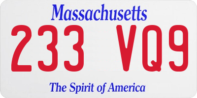 MA license plate 233VQ9