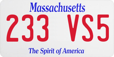 MA license plate 233VS5