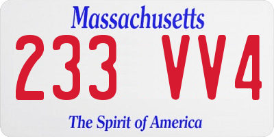 MA license plate 233VV4