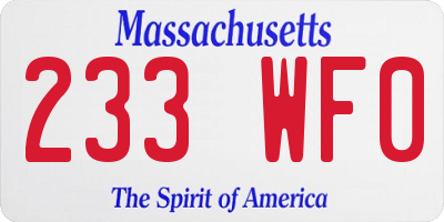 MA license plate 233WF0