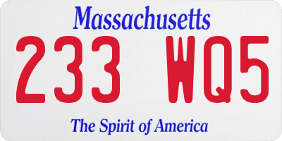 MA license plate 233WQ5