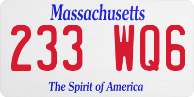 MA license plate 233WQ6