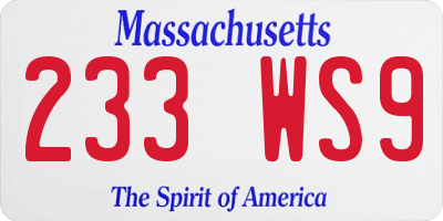 MA license plate 233WS9