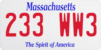 MA license plate 233WW3