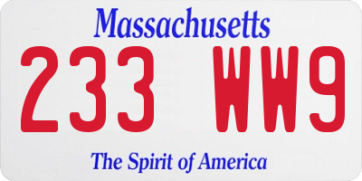 MA license plate 233WW9