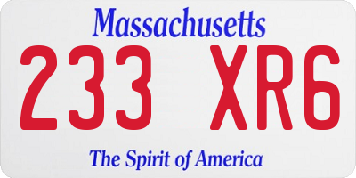 MA license plate 233XR6