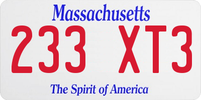 MA license plate 233XT3