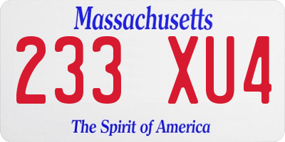 MA license plate 233XU4