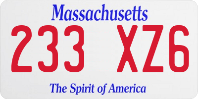 MA license plate 233XZ6