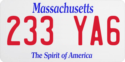 MA license plate 233YA6