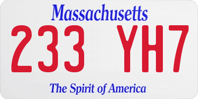 MA license plate 233YH7