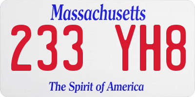 MA license plate 233YH8