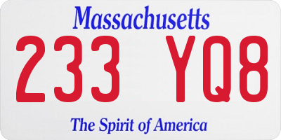 MA license plate 233YQ8