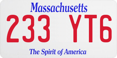 MA license plate 233YT6
