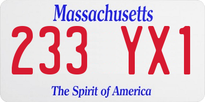 MA license plate 233YX1