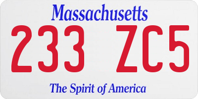 MA license plate 233ZC5