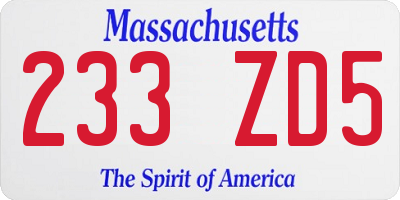 MA license plate 233ZD5