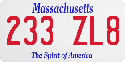 MA license plate 233ZL8