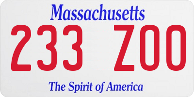 MA license plate 233ZO0
