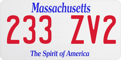 MA license plate 233ZV2