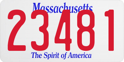 MA license plate 23481