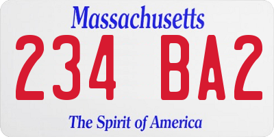 MA license plate 234BA2