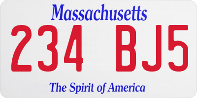 MA license plate 234BJ5