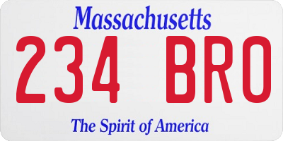 MA license plate 234BR0