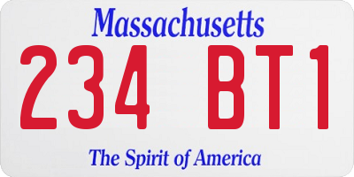MA license plate 234BT1